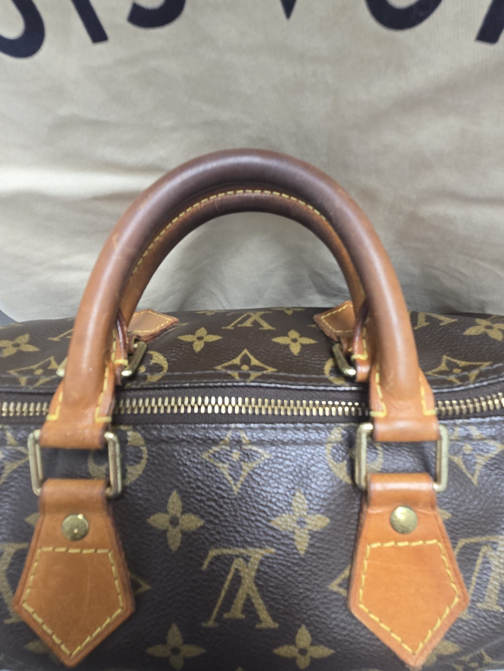 SPEEDY 25 Louis Vuitton Brown Monogram Canvas Speedy with Tan Handles - Picture 4 of 7